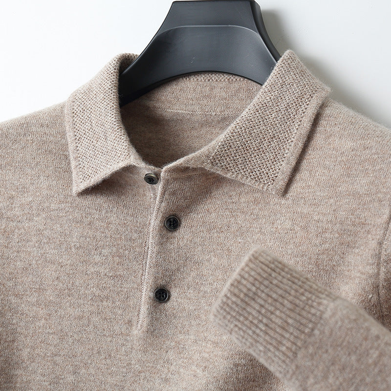 Leandro | Blød Kashmir-Poloshirt med Lange Ærmer | Herren