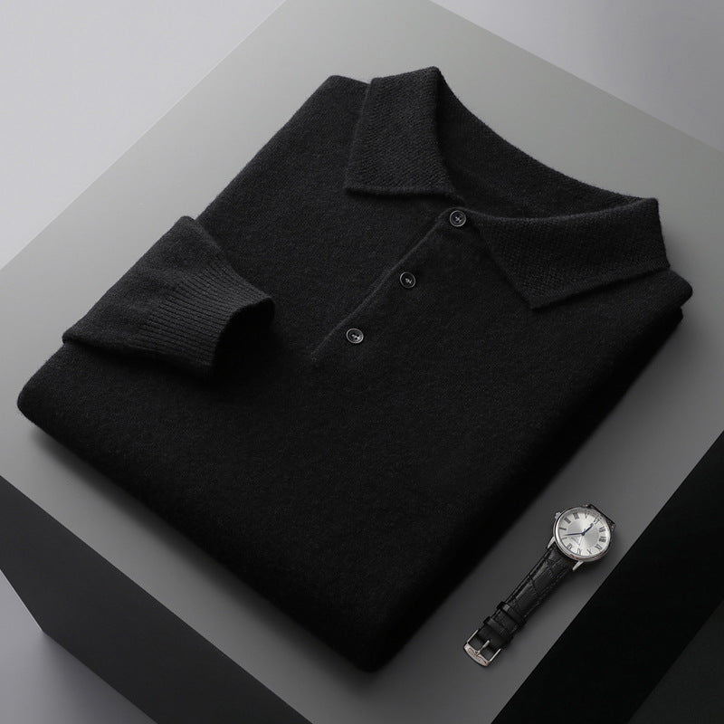 Leandro | Blød Kashmir-Poloshirt med Lange Ærmer | Herren
