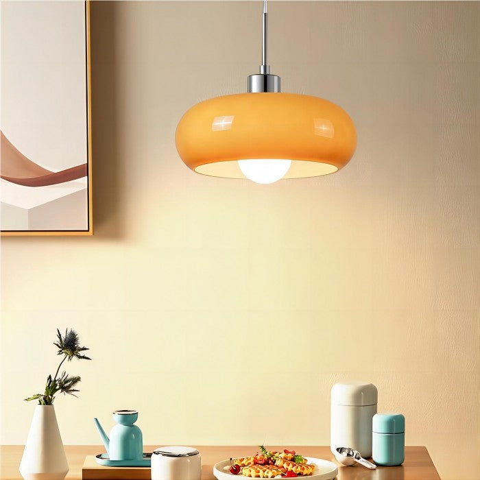 FormaGlow | Vintage Bauhaus Pendellampe med formet glasskærm