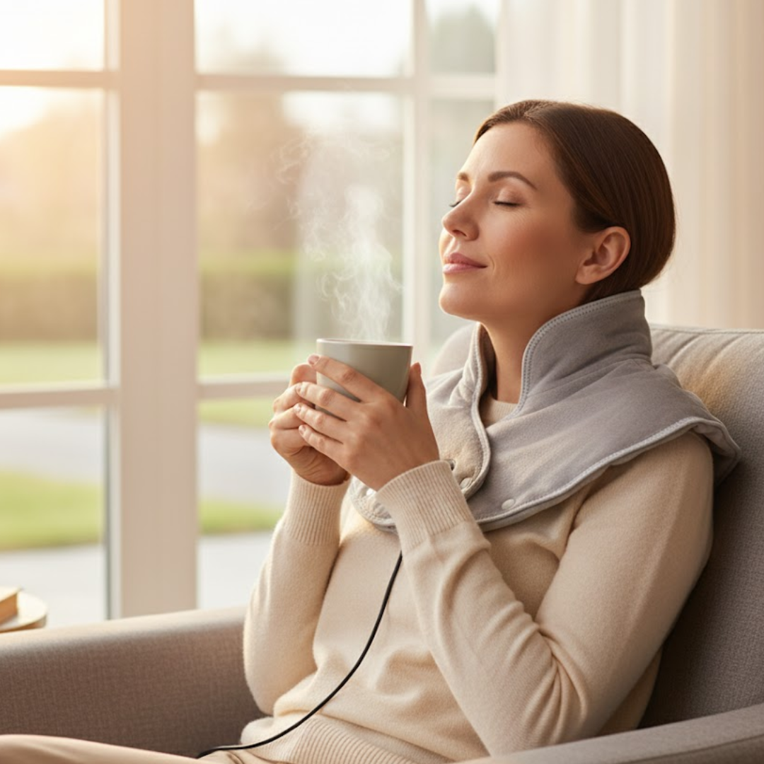 CalmWrap | Varmeomslag til Nakke & Skuldre – Hurtig Smertelindring