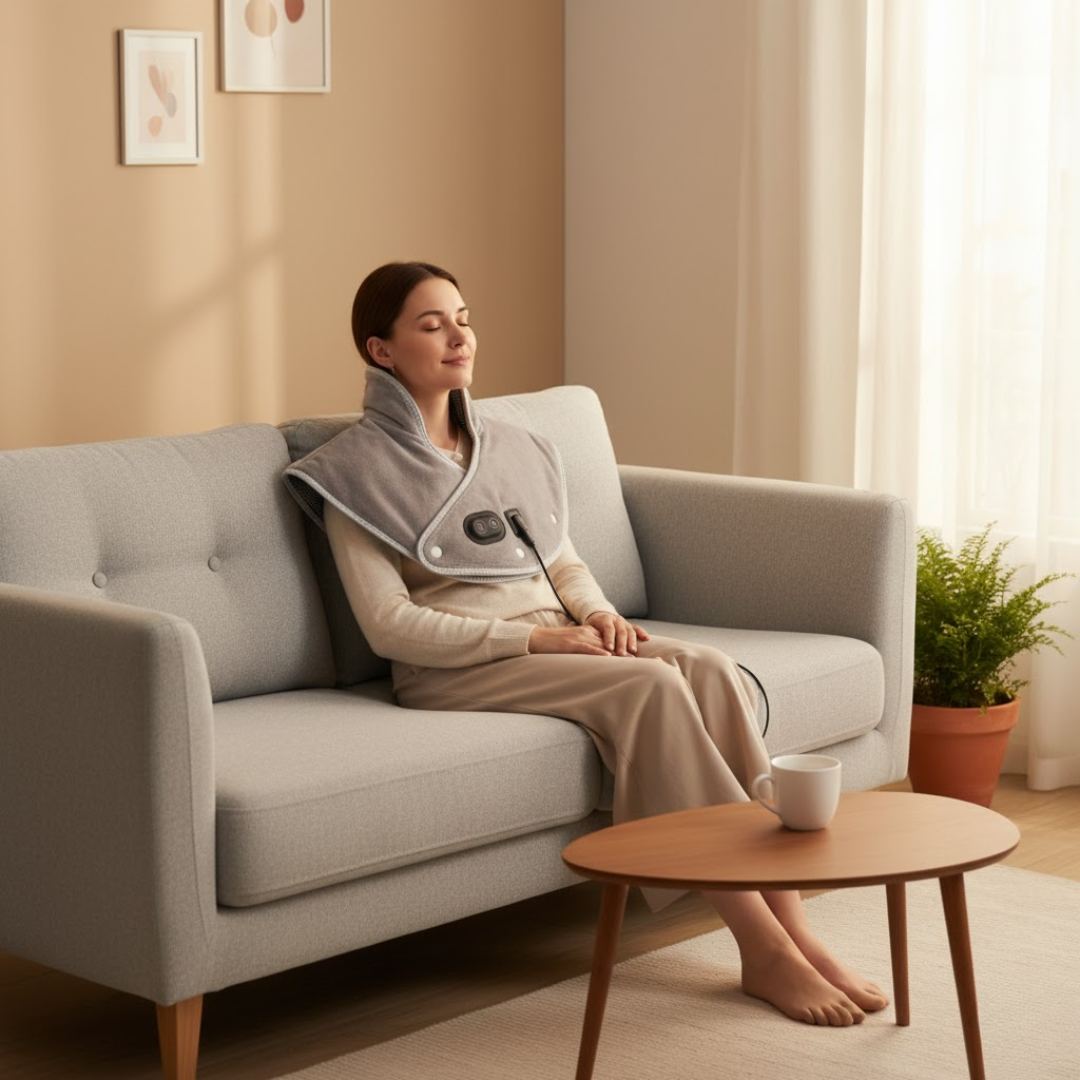 CalmWrap | Compresse chauffante pour cou et épaules – Soulagement rapide de la douleur
