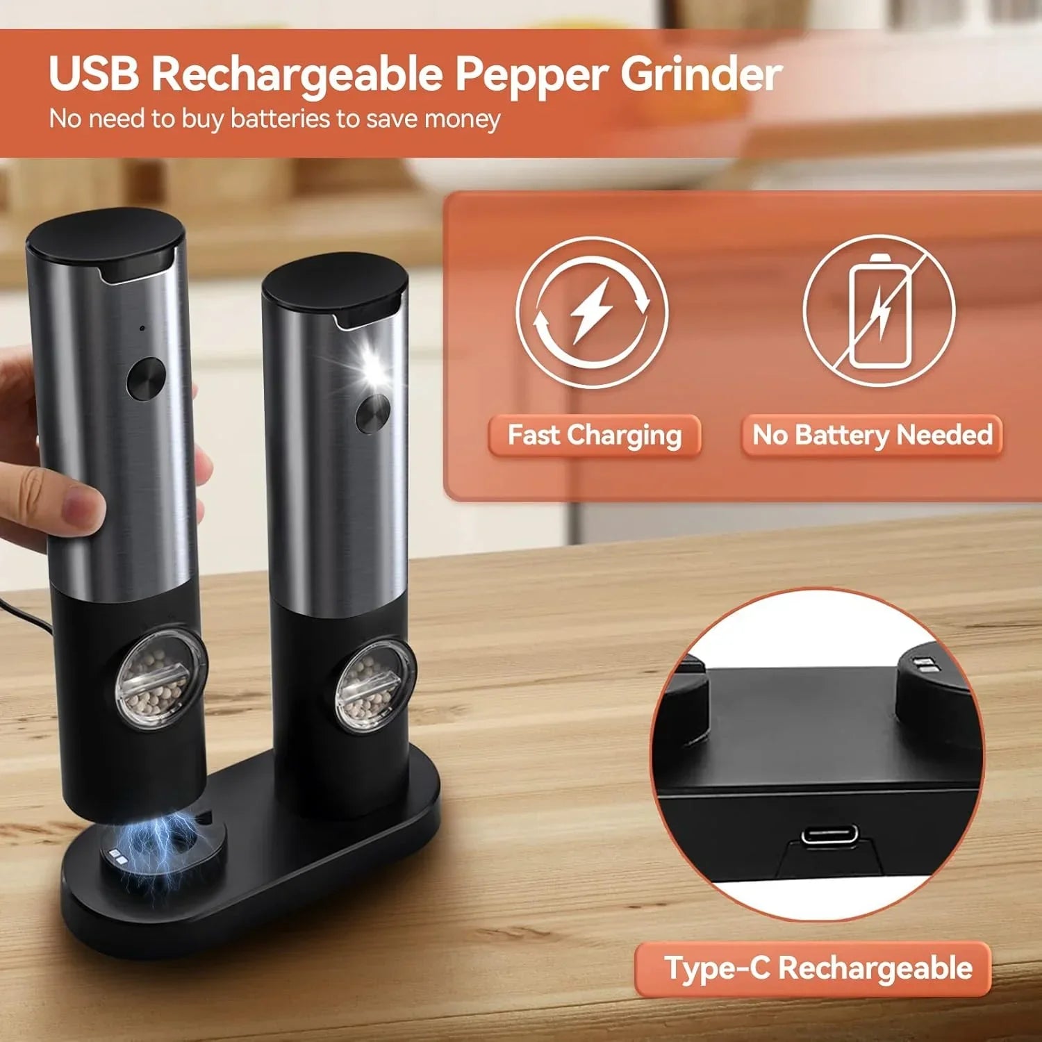 SpiceOne | Elektrisk Mølle med Batteri & LED-Lys