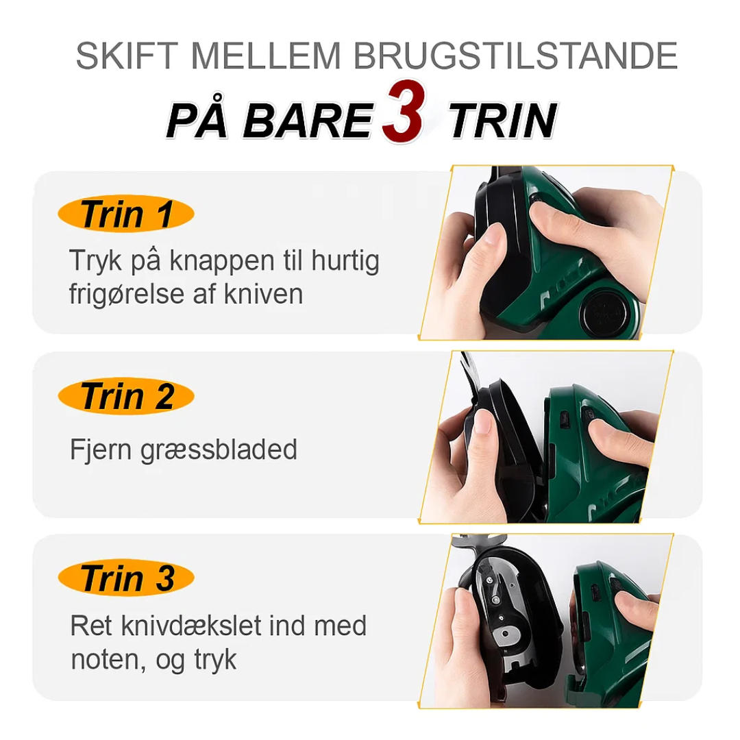 TrimFlex | Trådløs 2-i-1 Hækkeklipper & Plæneklipper