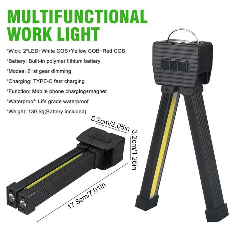 GlowTask | Sammenklappelig LED Arbejdslampe med Magnet & USB
