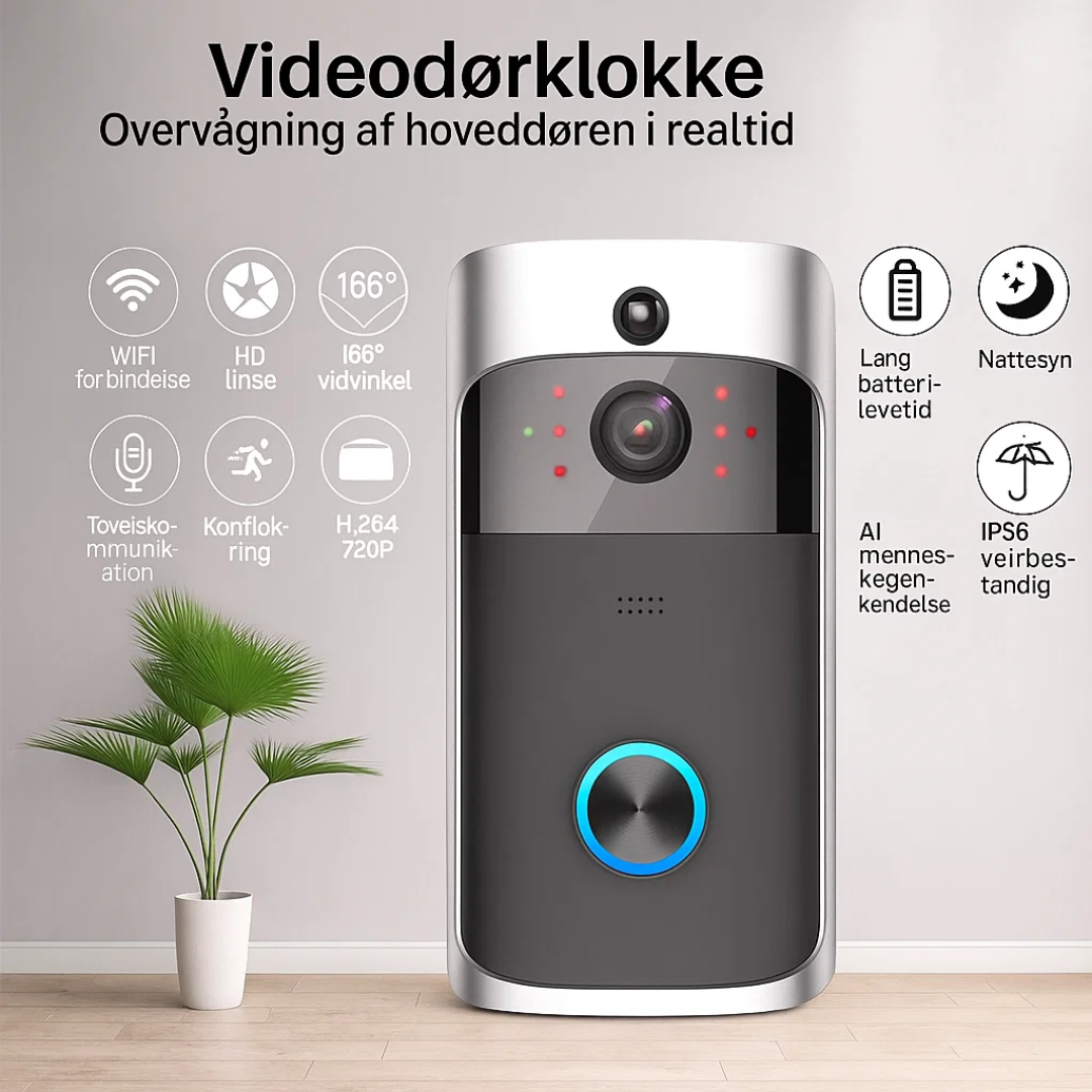 LuxGuard | Trådløs Video-Dørklokke med Batteri for ultimativ sikkerhed