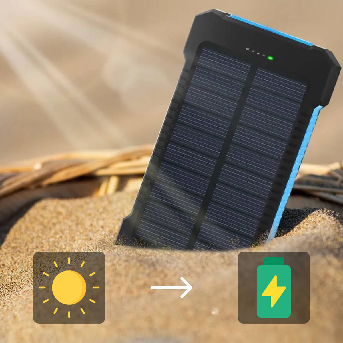 RayCharge | Solenergi-Powerbank med 500.000mAh & Dual-USB