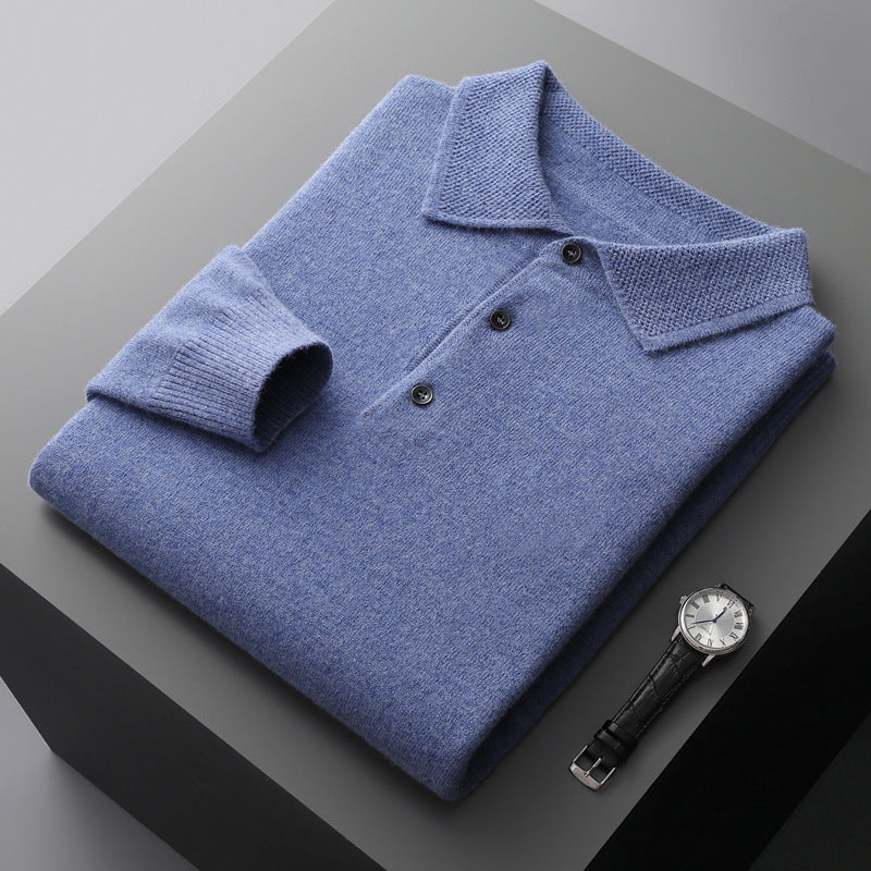 Leandro | Blød Kashmir-Poloshirt med Lange Ærmer | Herren