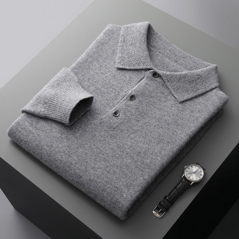 Leandro | Blød Kashmir-Poloshirt med Lange Ærmer | Herren