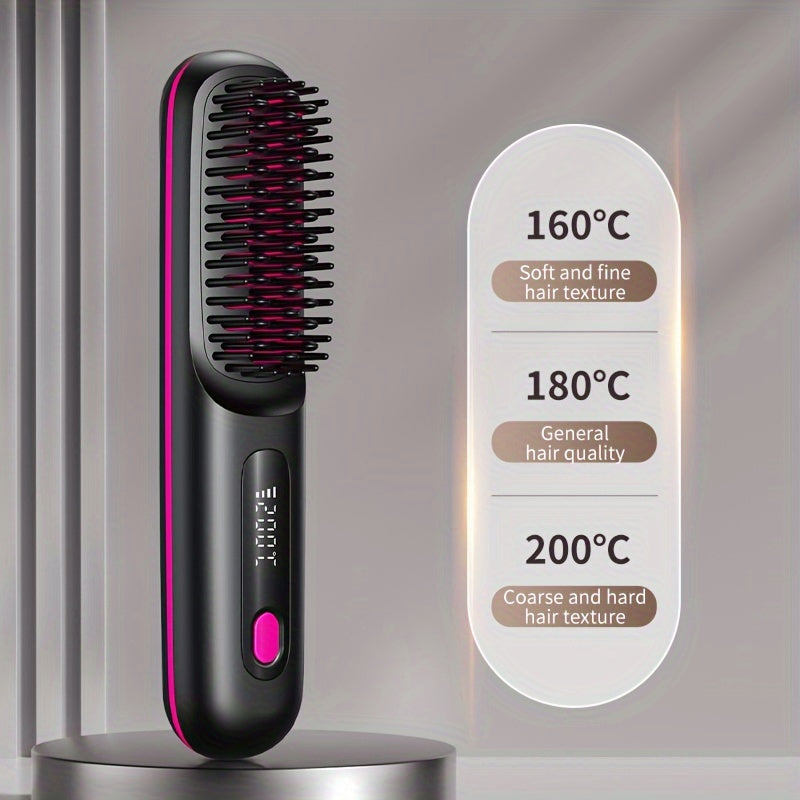 GlowStraight | Hårkam – Sikker Anti-Skalde USB Opladning