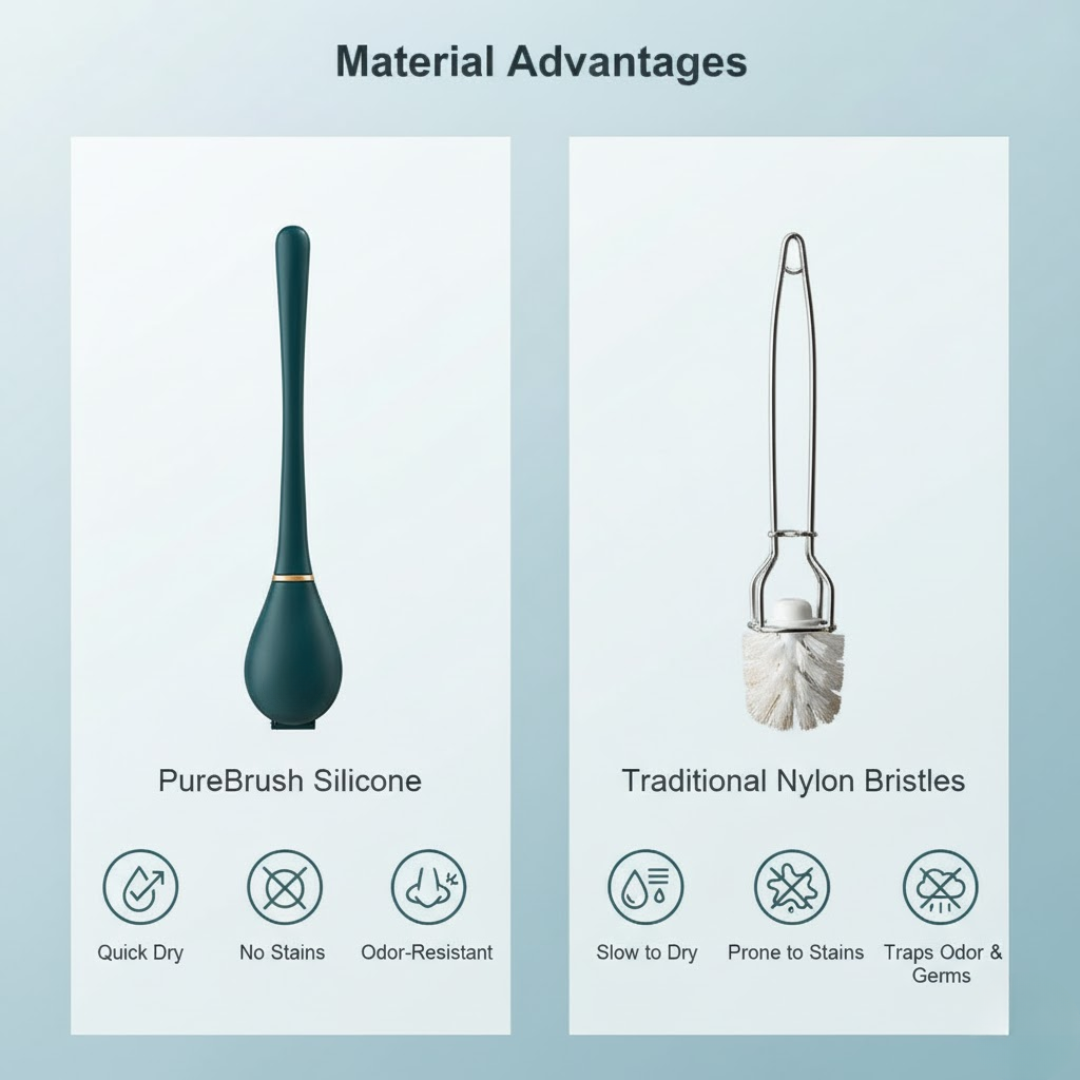 PureBrush | Elegant WC-børste med antibakterielt silikonehoved