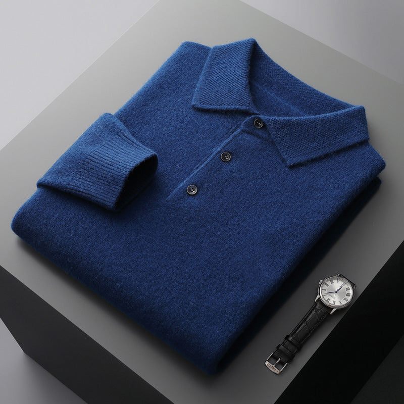 Leandro | Blød Kashmir-Poloshirt med Lange Ærmer | Herren