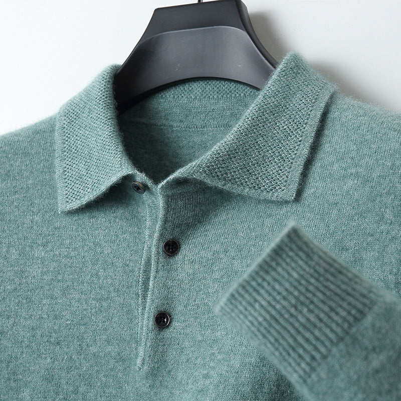 Leandro | Blød Kashmir-Poloshirt med Lange Ærmer | Herren