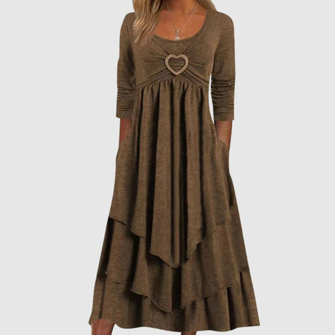 Amelia | Elegant Lang Kjole med Komfort | Dame