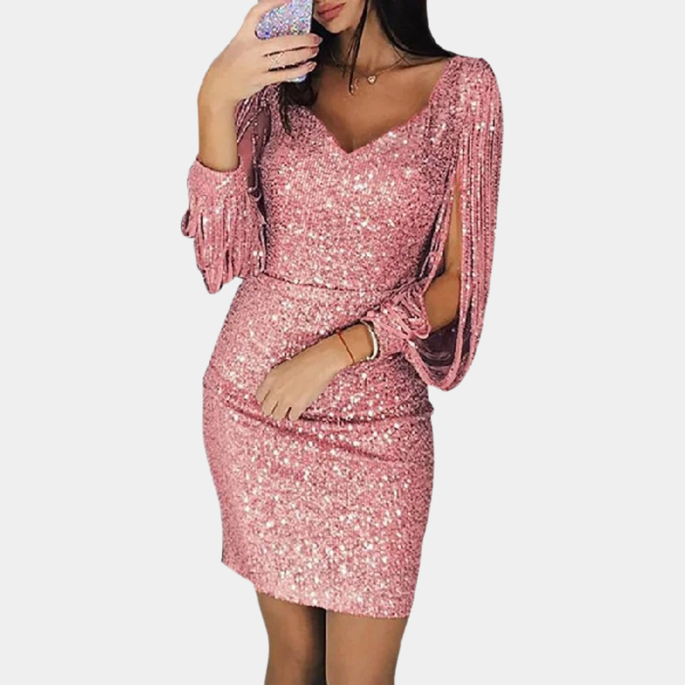 Kylie | Glamorous Sequin Dress with Elegant Sleeves | Women's Fashion