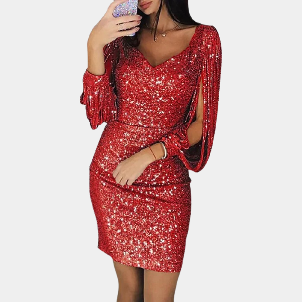 Kylie | Glamorous Sequin Dress with Elegant Sleeves | Women's Fashion