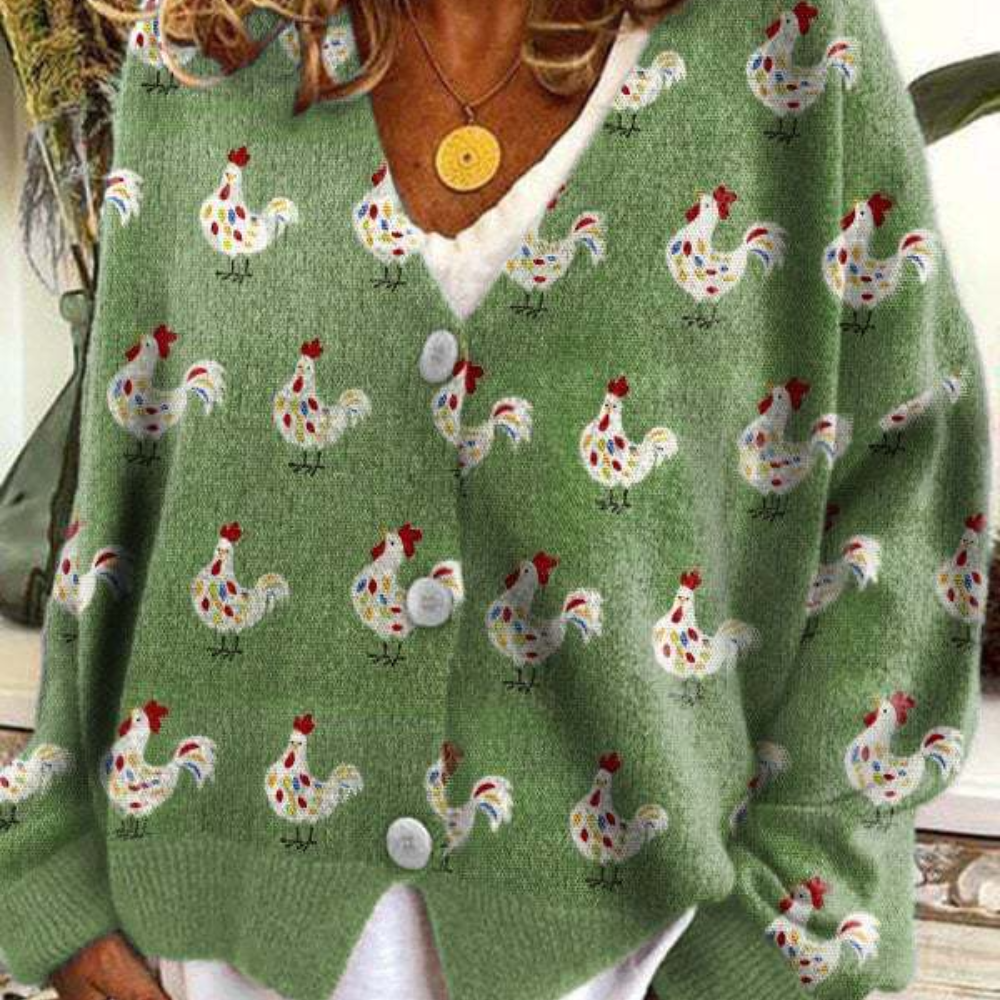 Elvira | Maglione caldo a maglia con motivo vintage | Donna