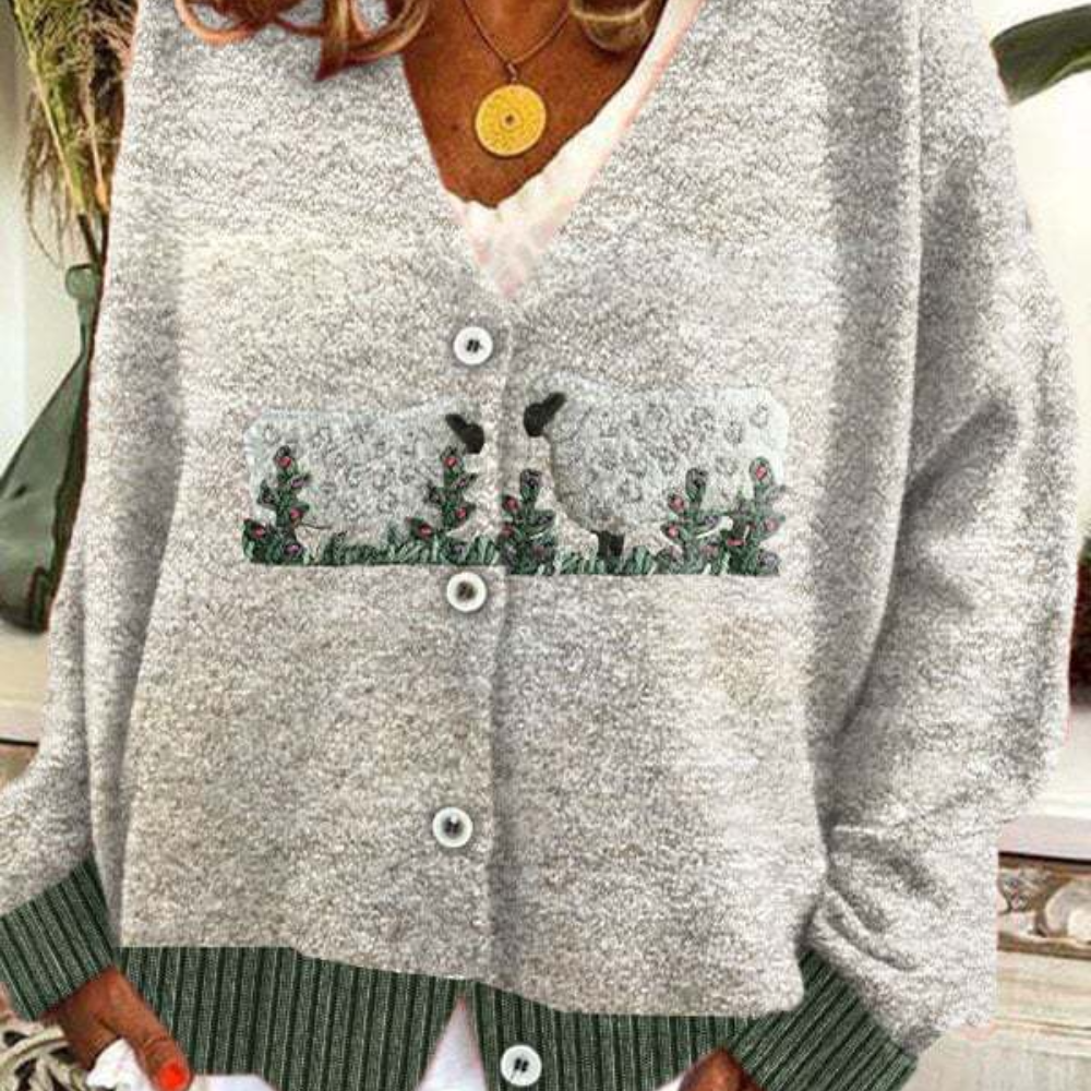 Elvira | Maglione caldo a maglia con motivo vintage | Donna