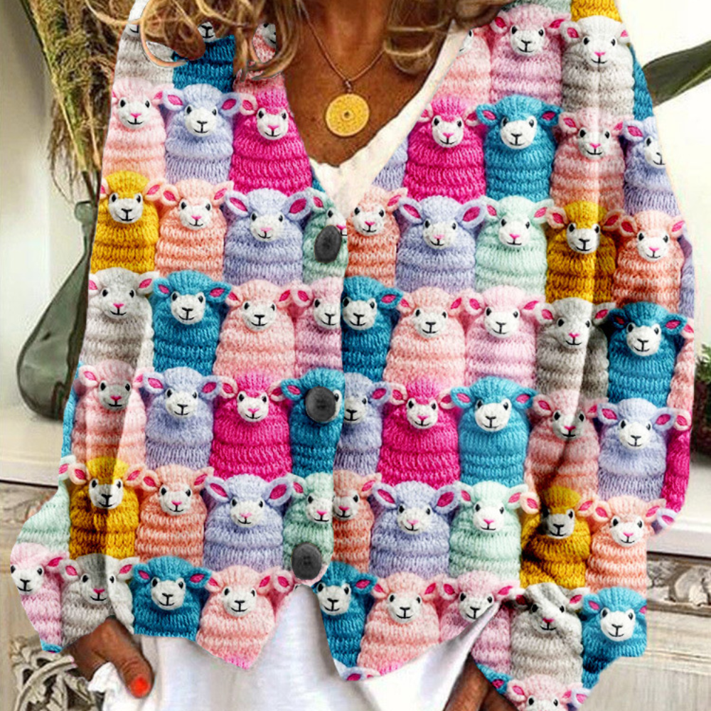 Elvira | Maglione caldo a maglia con motivo vintage | Donna