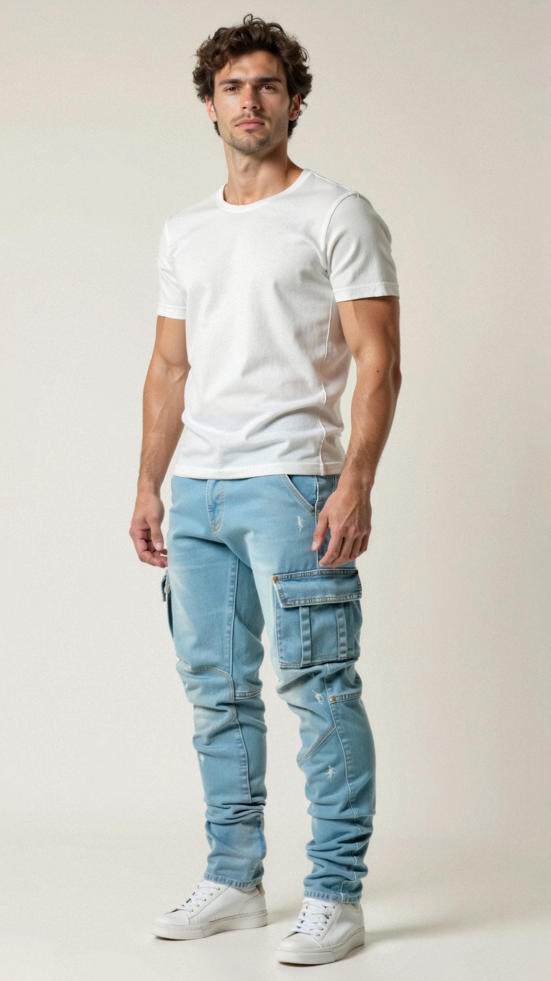 Caspar | Dehnbare Cargo-Jeans | Herren3