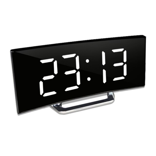 CurveClock | LED Digital Vækkeur med Buet Skærm og Automatisk Lys