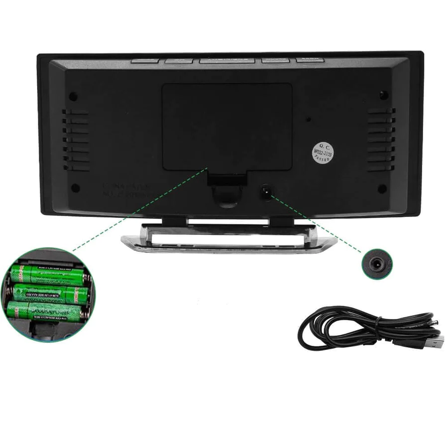 CurveClock | LED Digital Vækkeur med Buet Skærm og Automatisk Lys