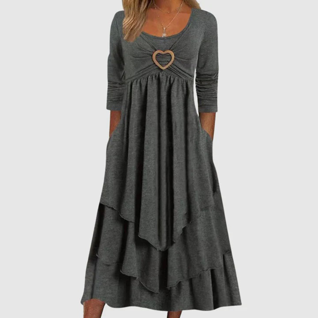 Amelia | Elegant Lang Kjole med Komfort | Dame