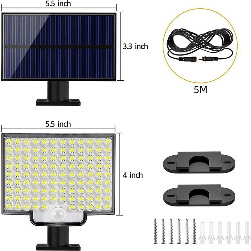 SunSecure | 106 LED Solcelle Udendørslys med Bevægelsessensor