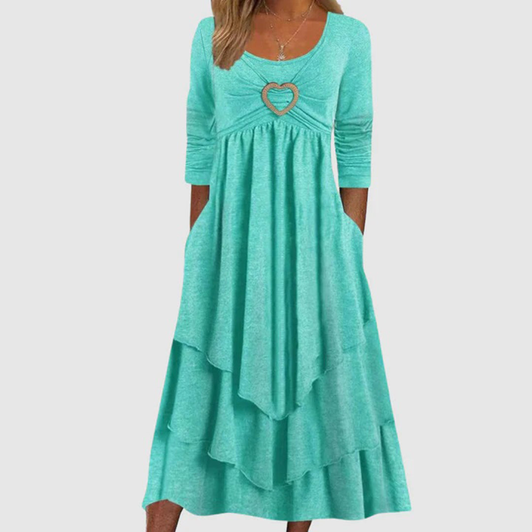 Amelia | Elegant Lang Kjole med Komfort | Dame