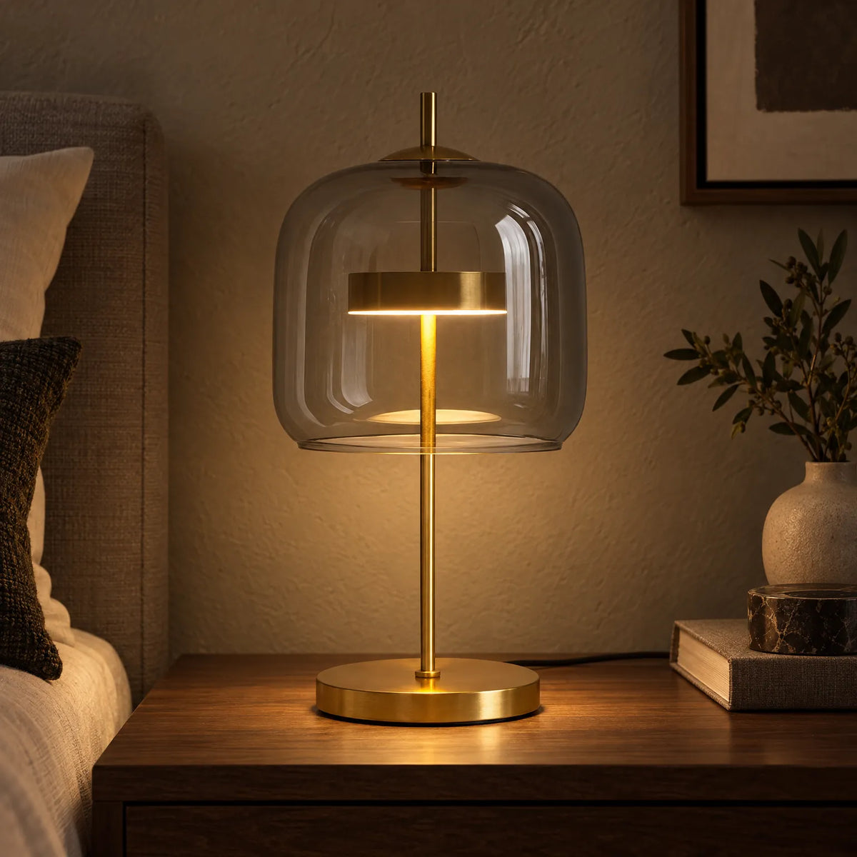 Lumivue - Moderne Bordlampe Med Kuppel Røggrå Nuvenci.dk