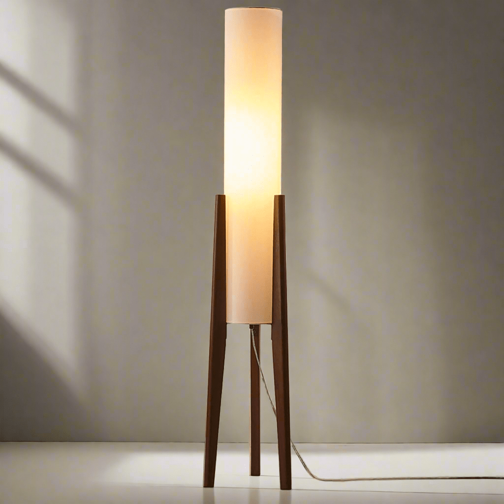 ArborLuxe | Valnød Gulvlampe Massivtræ Kunstlampe