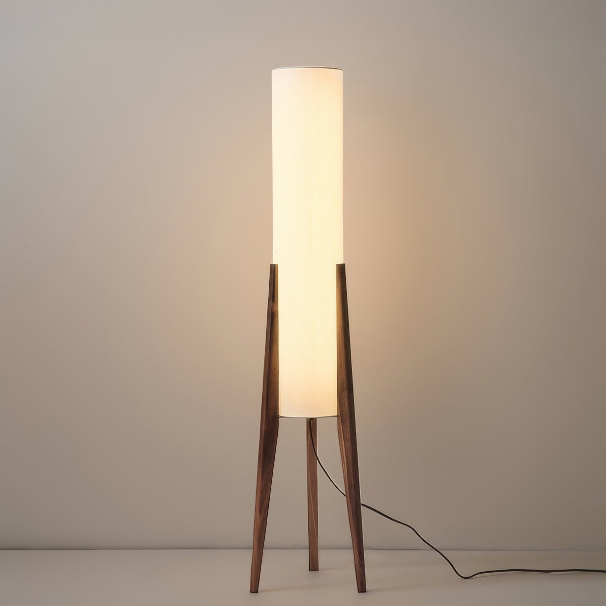 ArborLuxe | Valnød Gulvlampe Massivtræ Kunstlampe