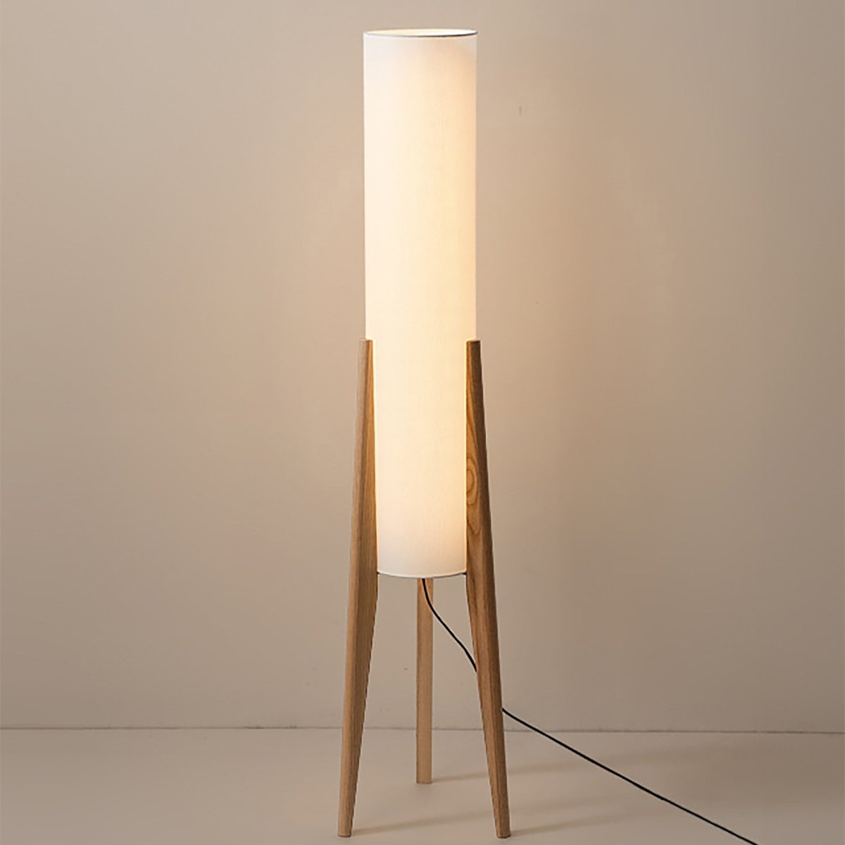 ArborLuxe | Valnød Gulvlampe Massivtræ Kunstlampe