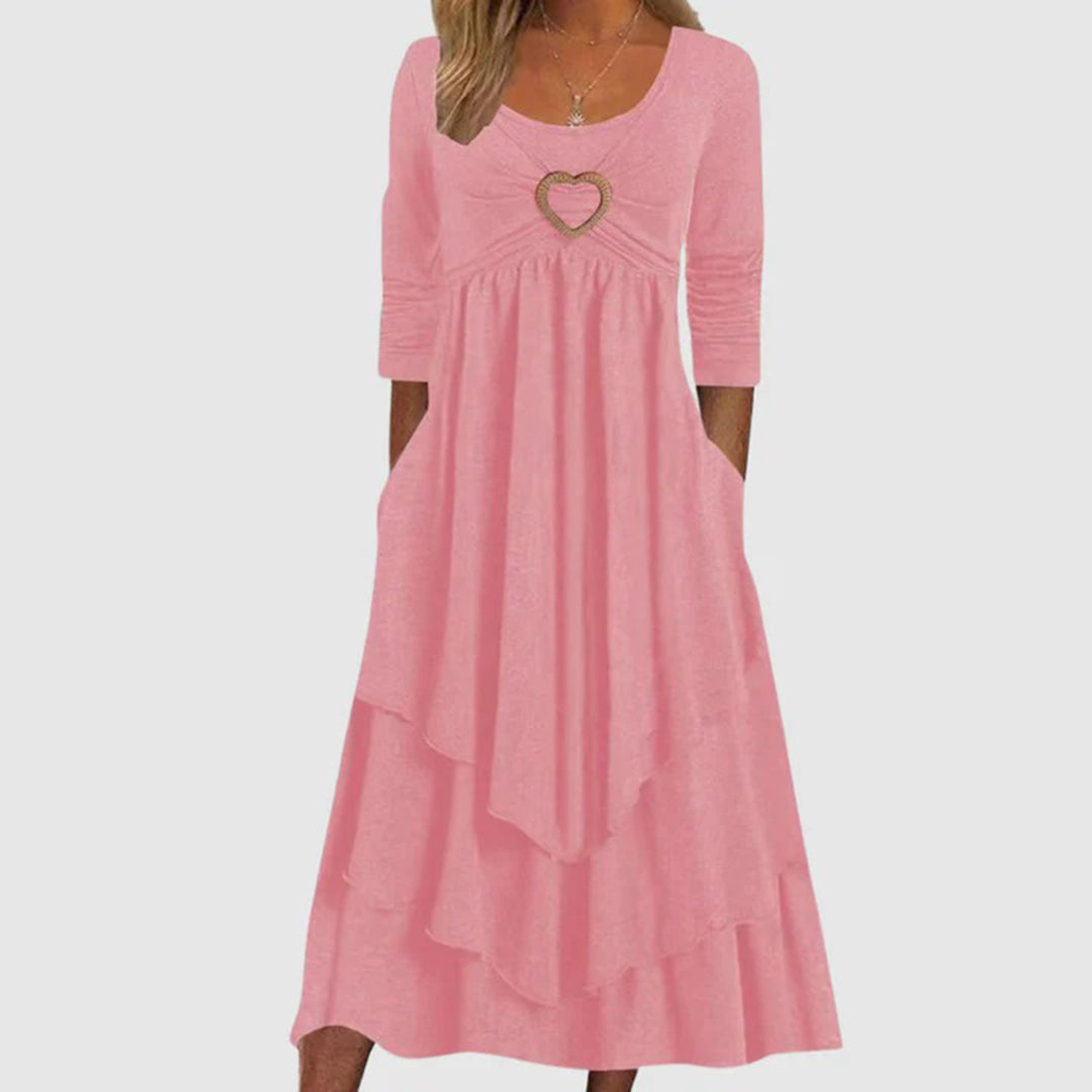 Amelia | Elegant Lang Kjole med Komfort | Dame