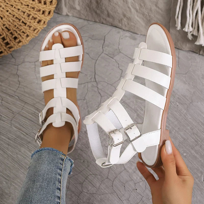 Ava | Elegant Damesandaler Brun Hvid