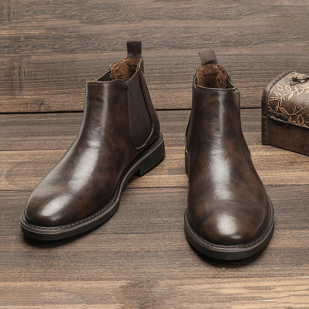 Elegant Chelsea Laarzen i Kunstlæder med Komfortabel Ribbede Såler-2