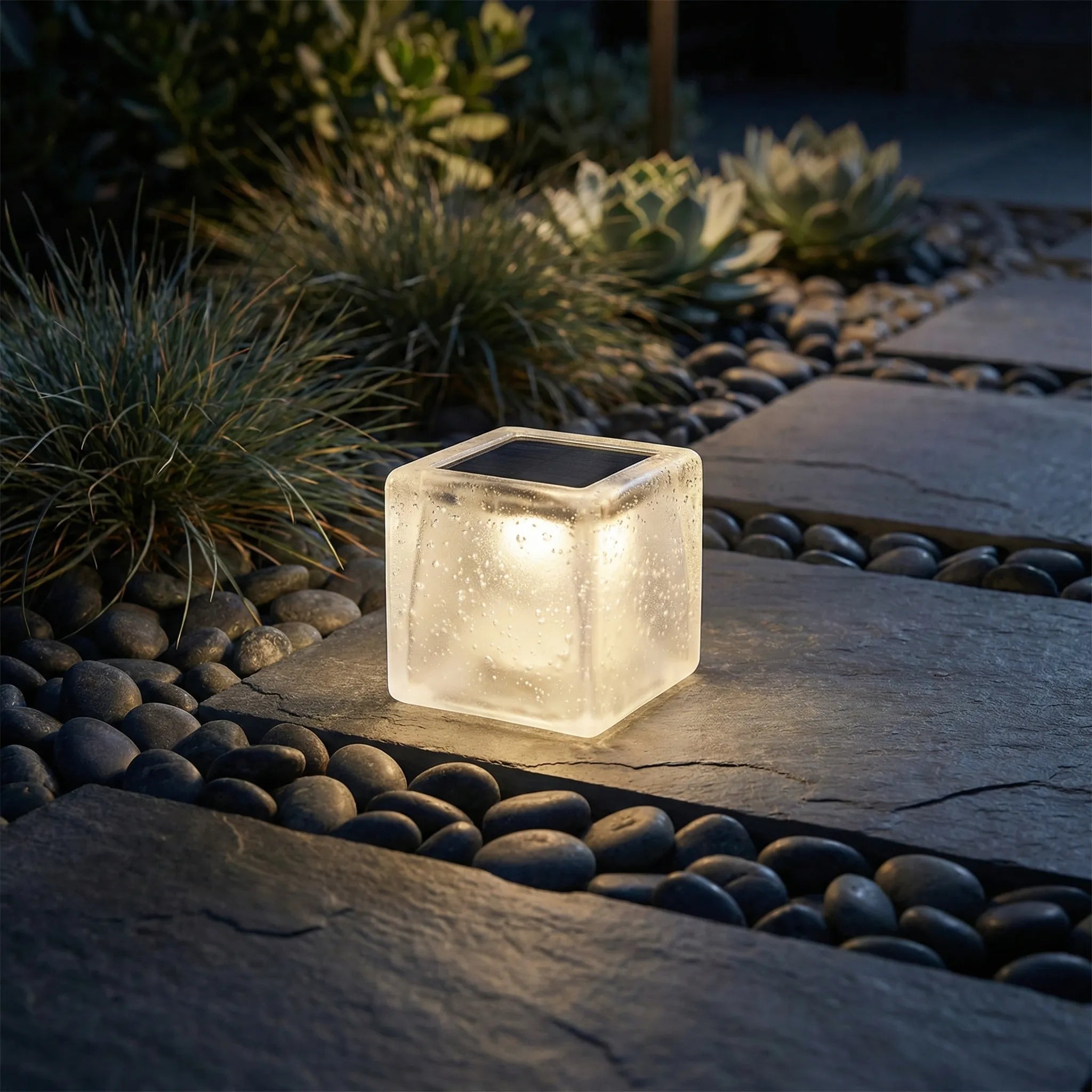 Solarglow - Solardrevet Terningformet Havelampe Nuvenci.dk