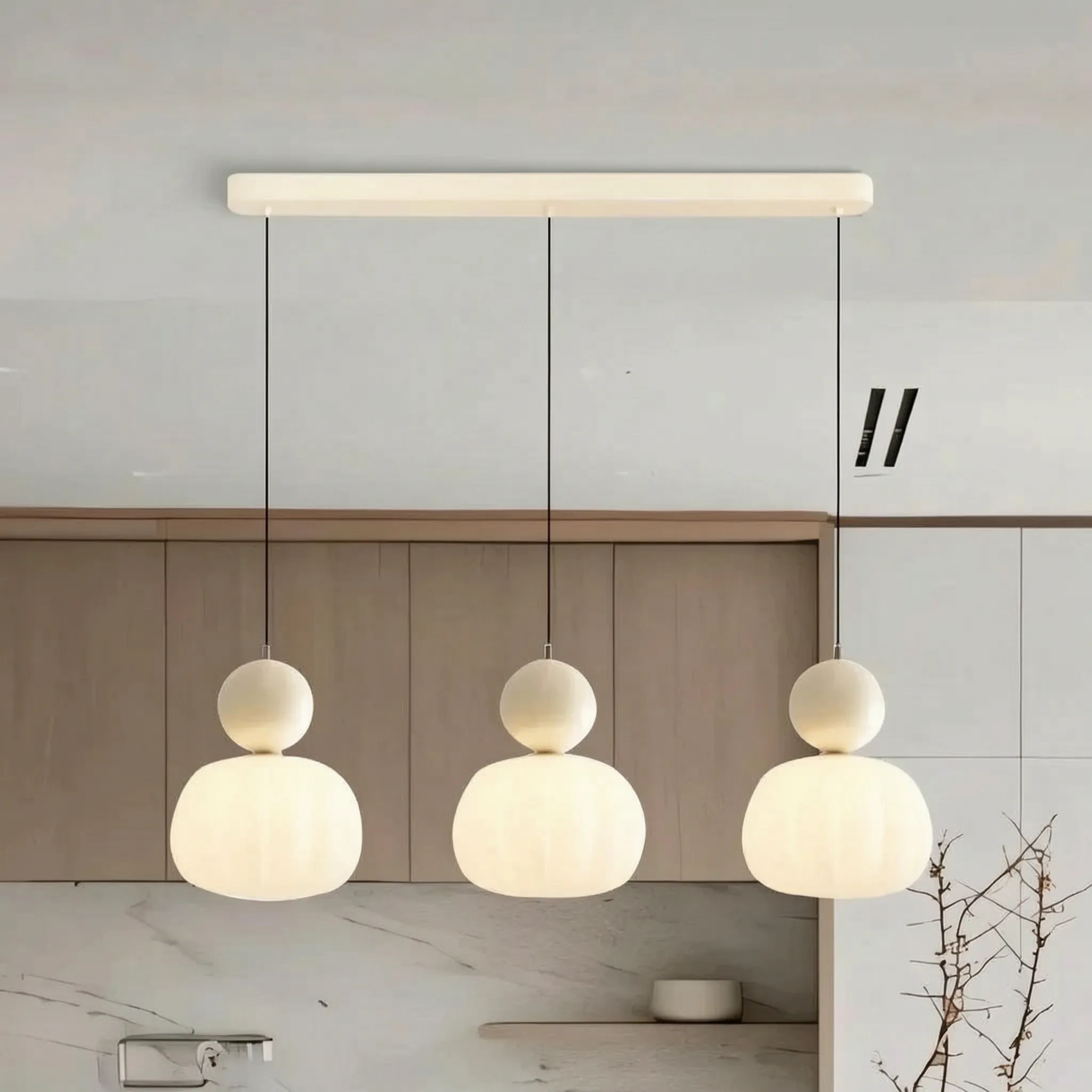 Sphaera - Moderne Pendellampe Med Geometrisk Form Beige 3 hoveder Nuvenci.dk