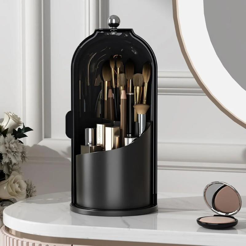 Swivia - Cylindrisk Roterende Makeup Organizer Sort Nuvenci.dk