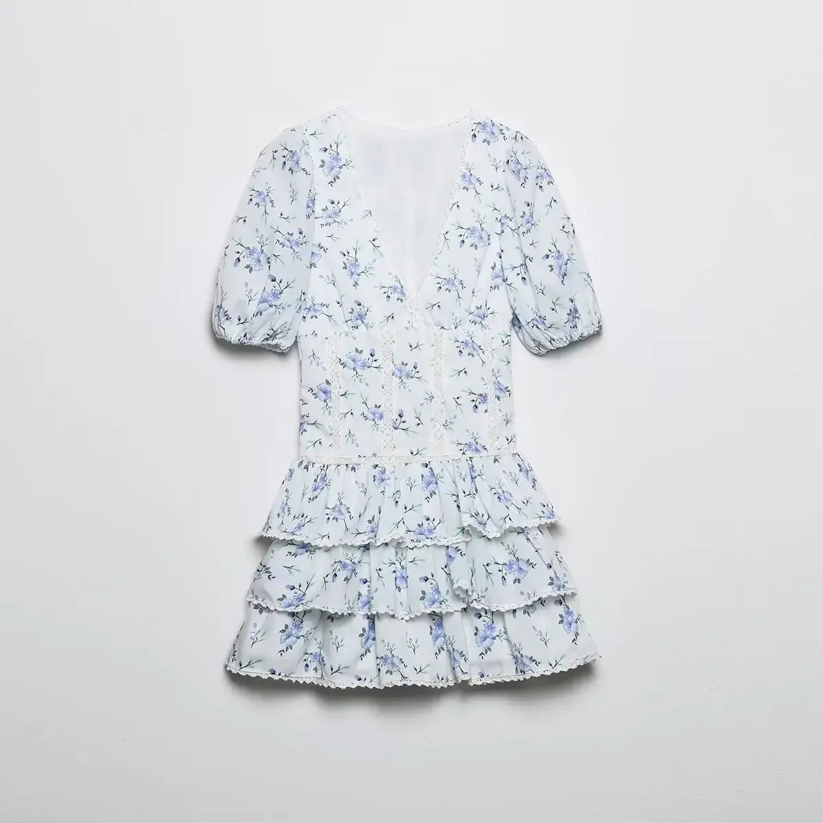 Valentina | Mini Kjole – Elegant Blomsterdesign med Volanger 3