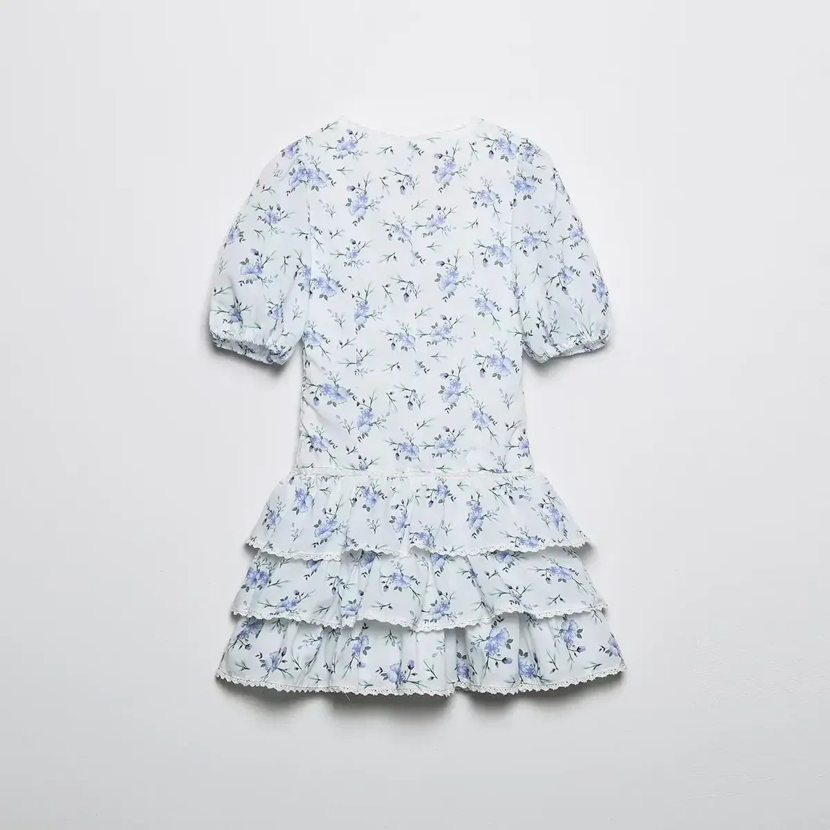 Valentina | Mini Kjole – Elegant Blomsterdesign med Volanger 4