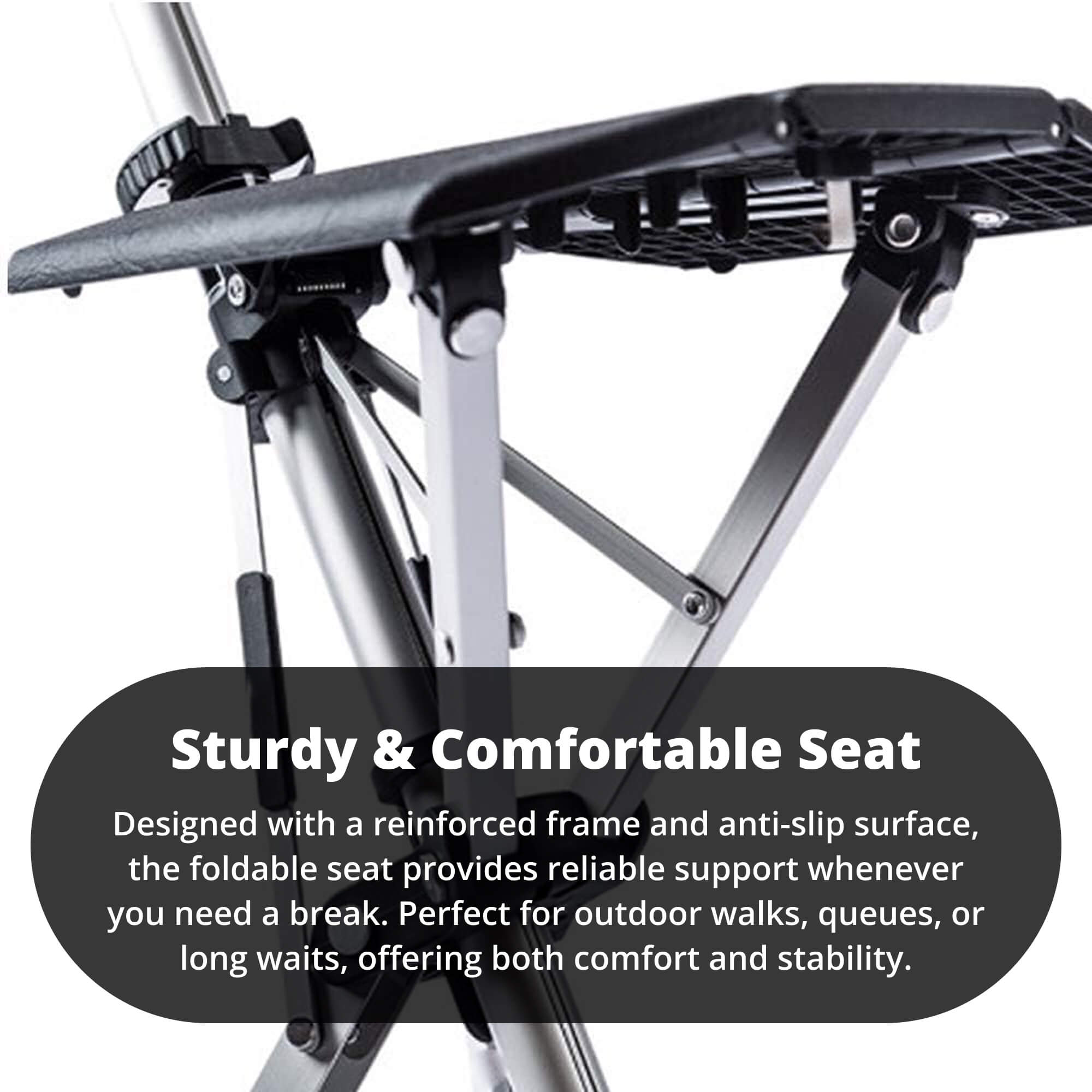 SupportGo | Gåstok – Stabil Tripod med Foldbart Sæde