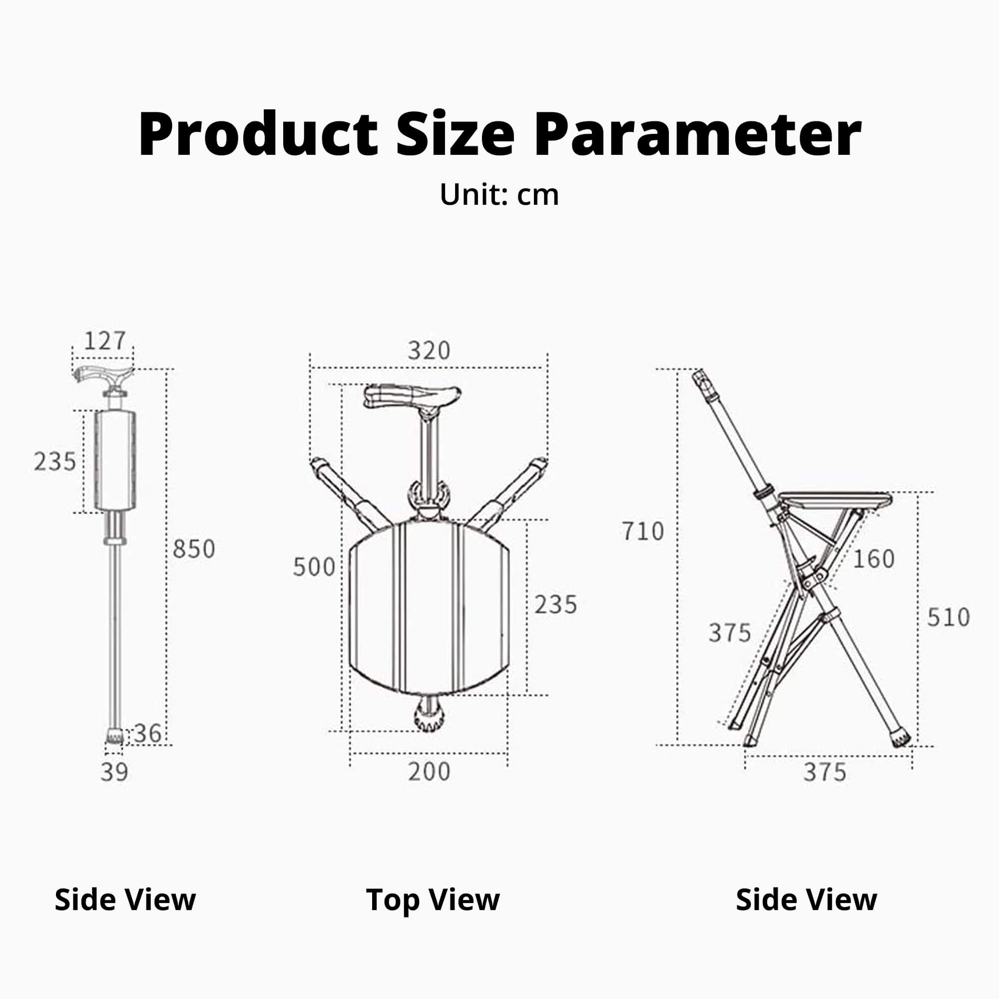 SupportGo | Gåstok – Stabil Tripod med Foldbart Sæde
