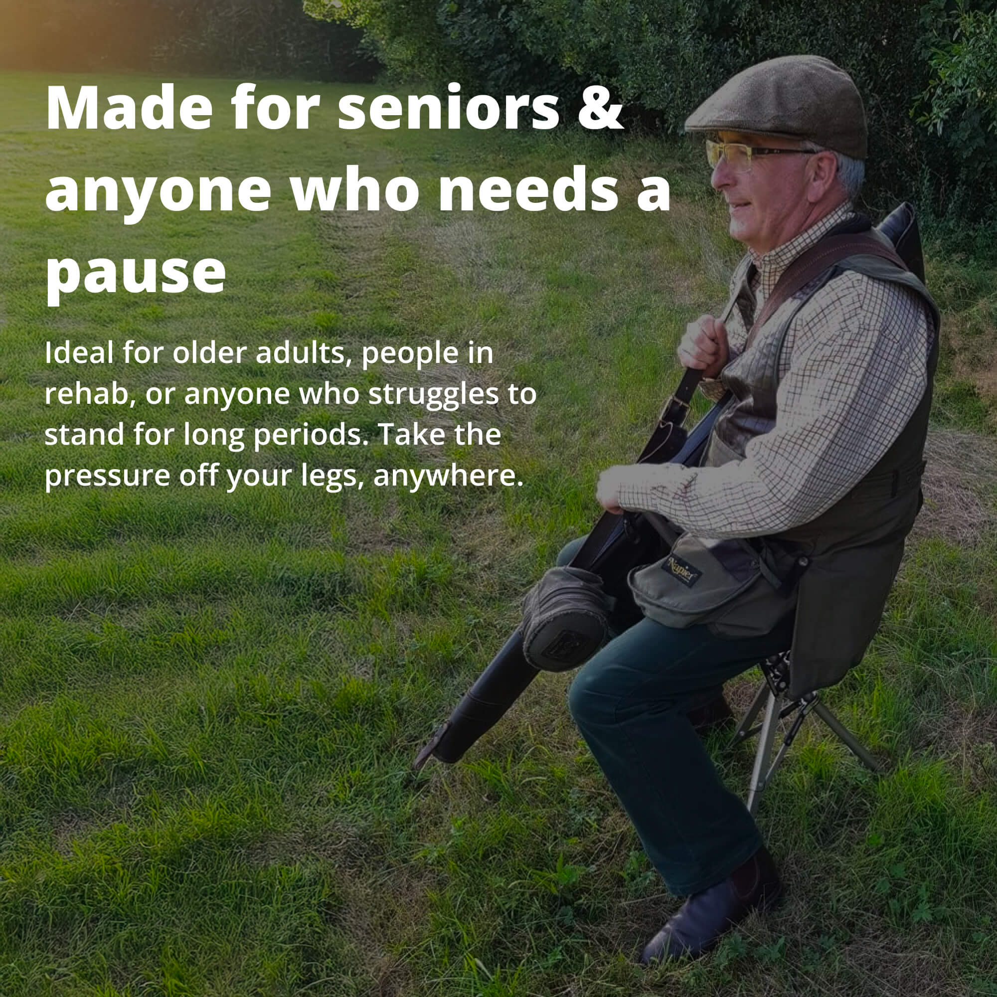 SupportGo | Gåstok – Stabil Tripod med Foldbart Sæde