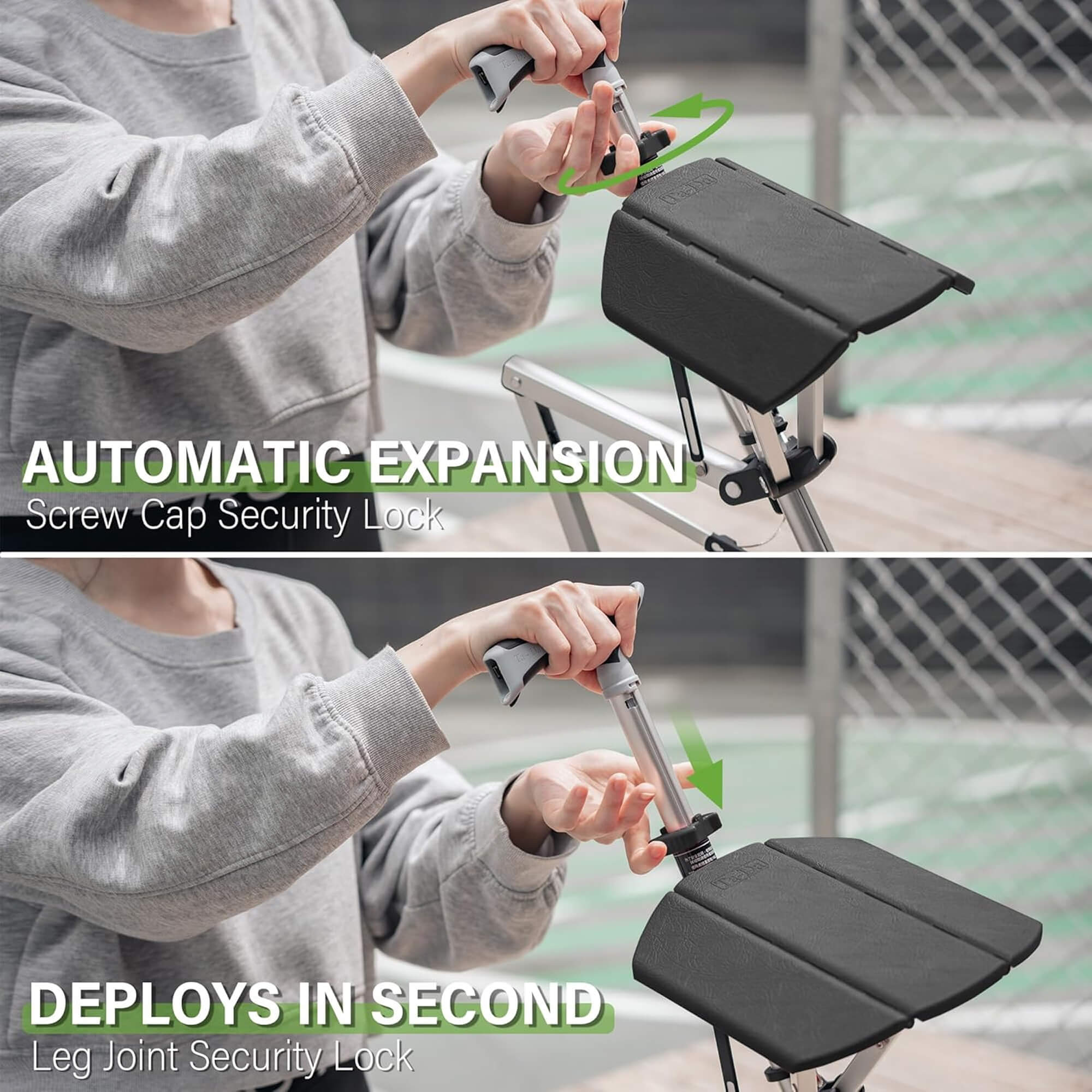 SupportGo | Gåstok – Stabil Tripod med Foldbart Sæde