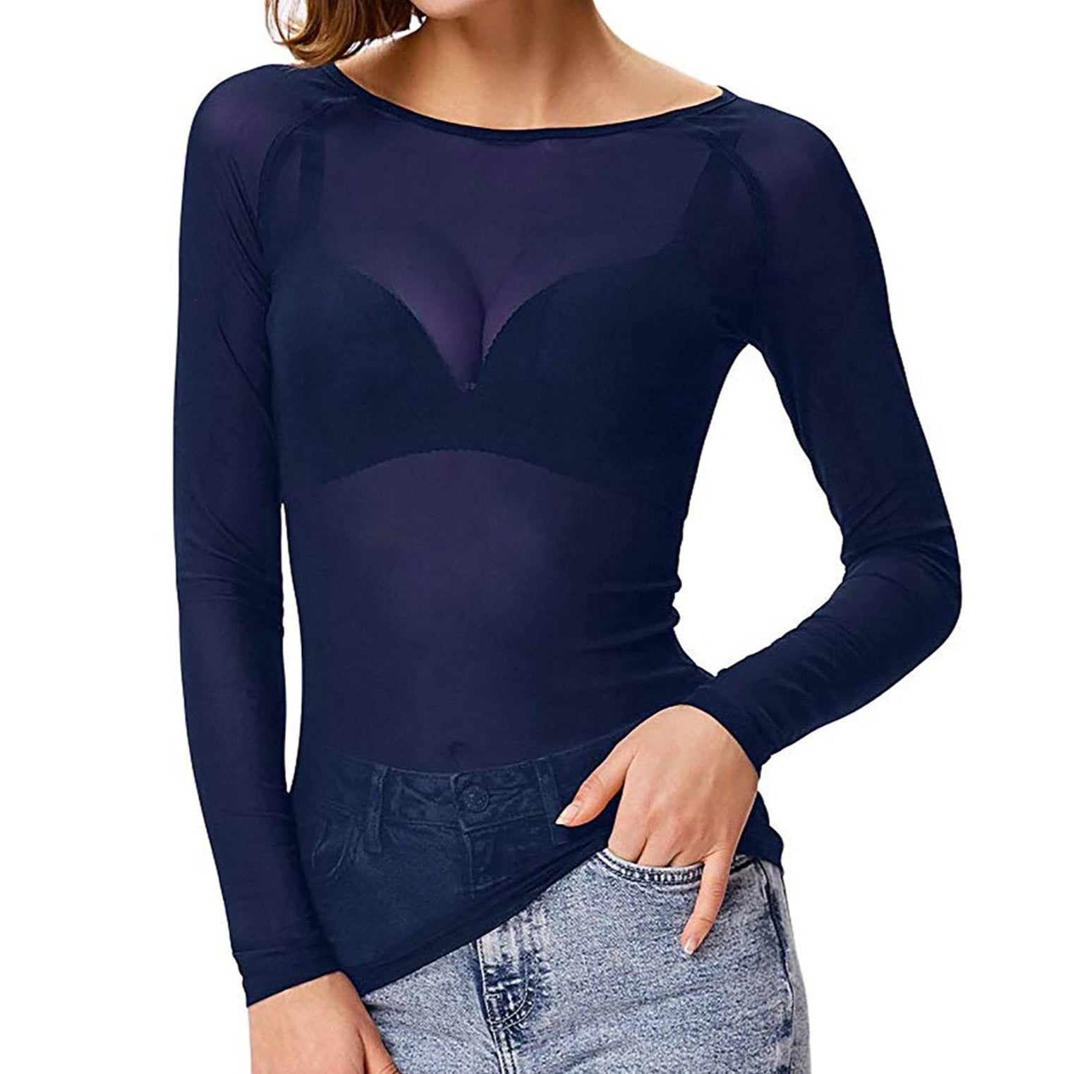 Adriana | Langærmet Bluse – Sofistikeret Look og Komfort Blå Nuvenci.dk