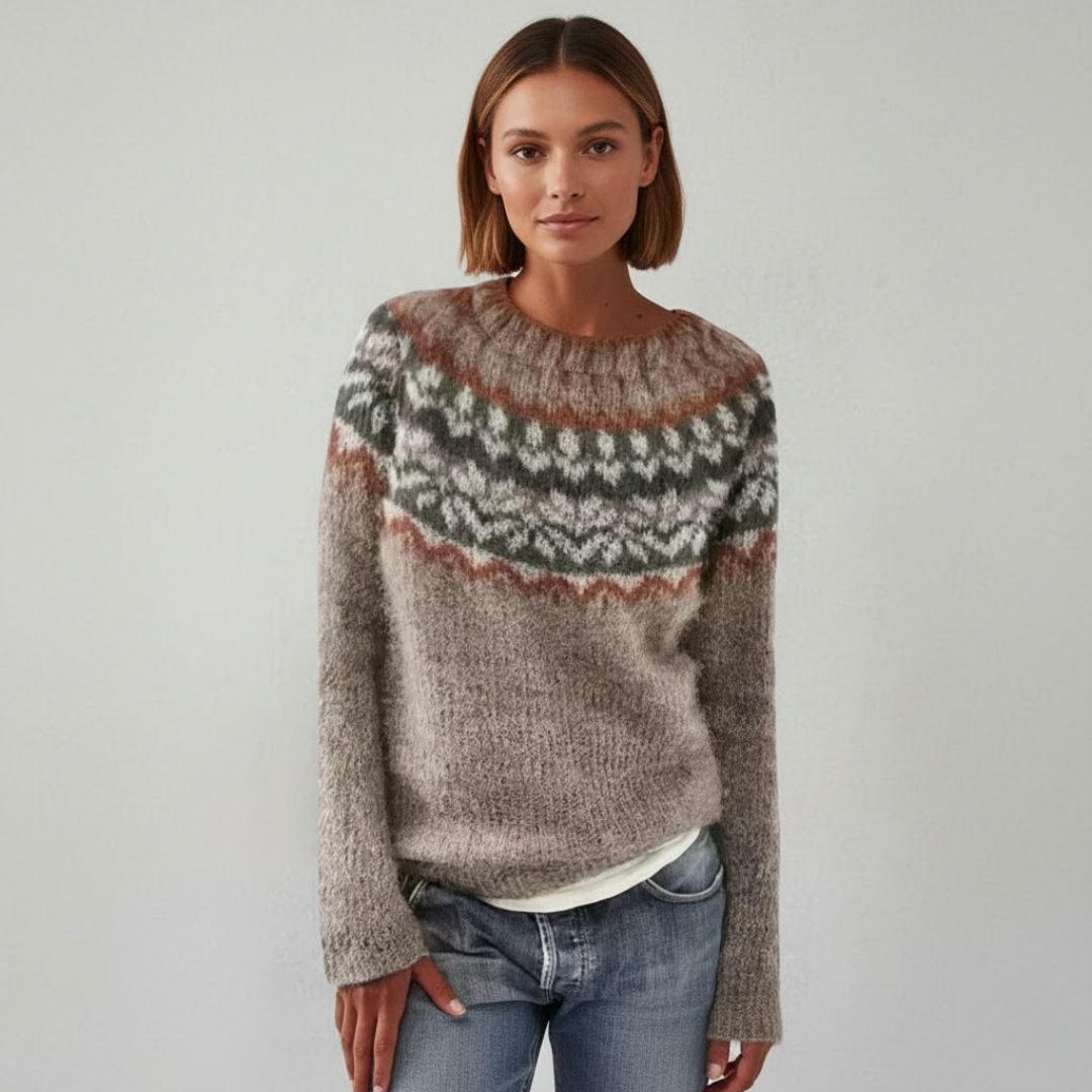 Alma | Blød og Stilren Hverdagsstrik | Dame Camel Nuvenci.dk