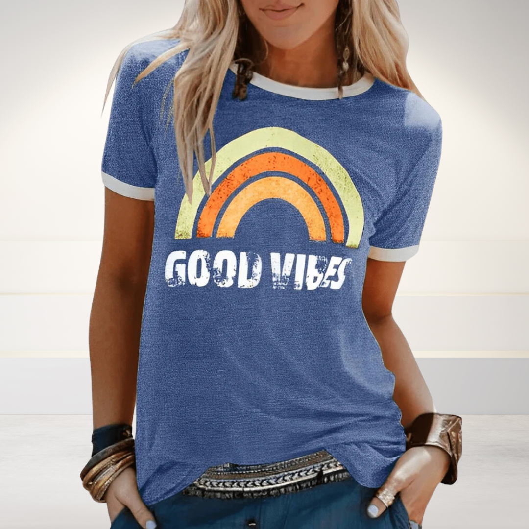 Almina | T-shirt til kvinder – Blød & Elegant Basis til Kvinder Blå Nuvenci.dk