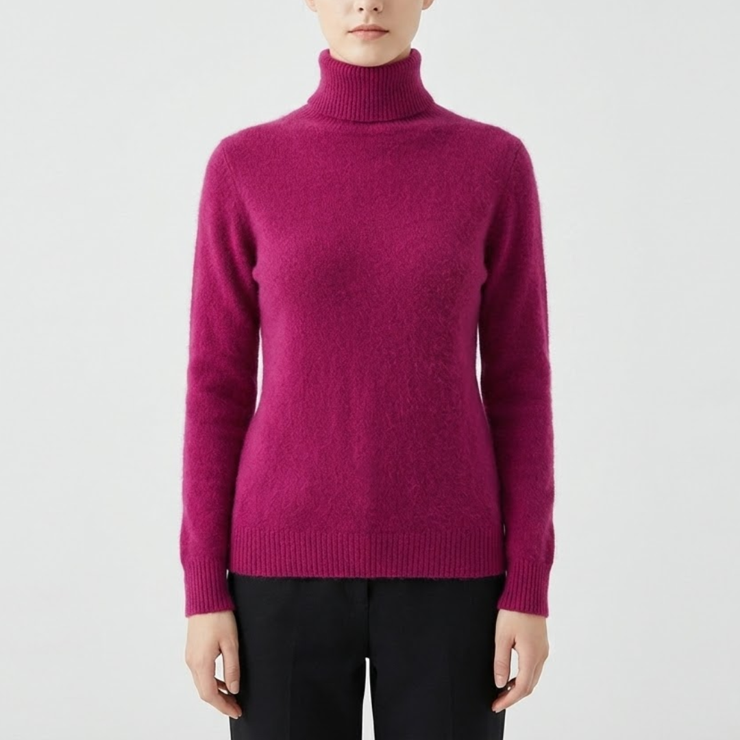Ara | Blød Højhalset Cashmere Strik | Damer Fuchsia Nuvenci.dk