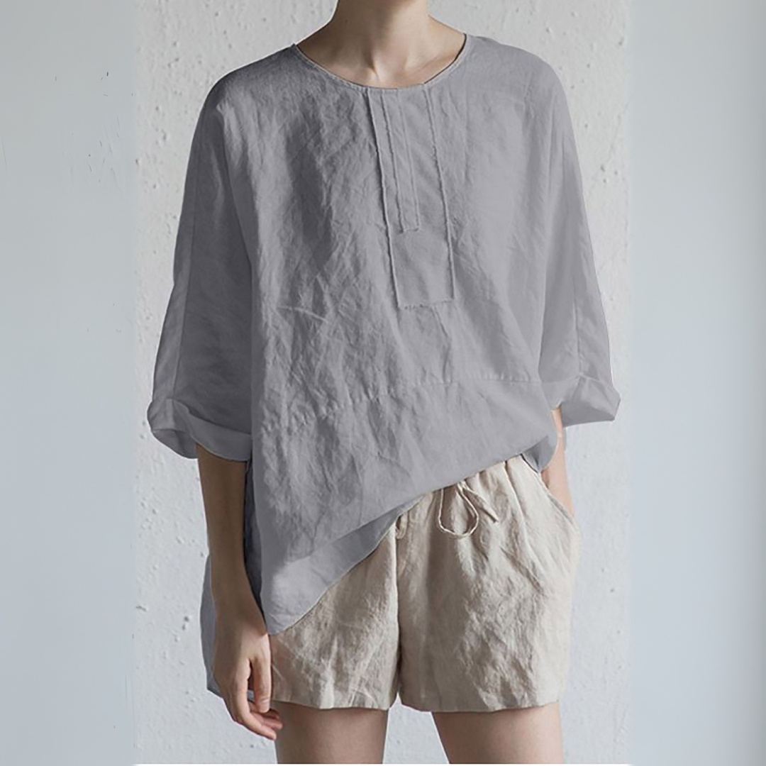 Ariola | Damebluse – Løs Pasform i Ren Hør Grå Nuvenci.dk