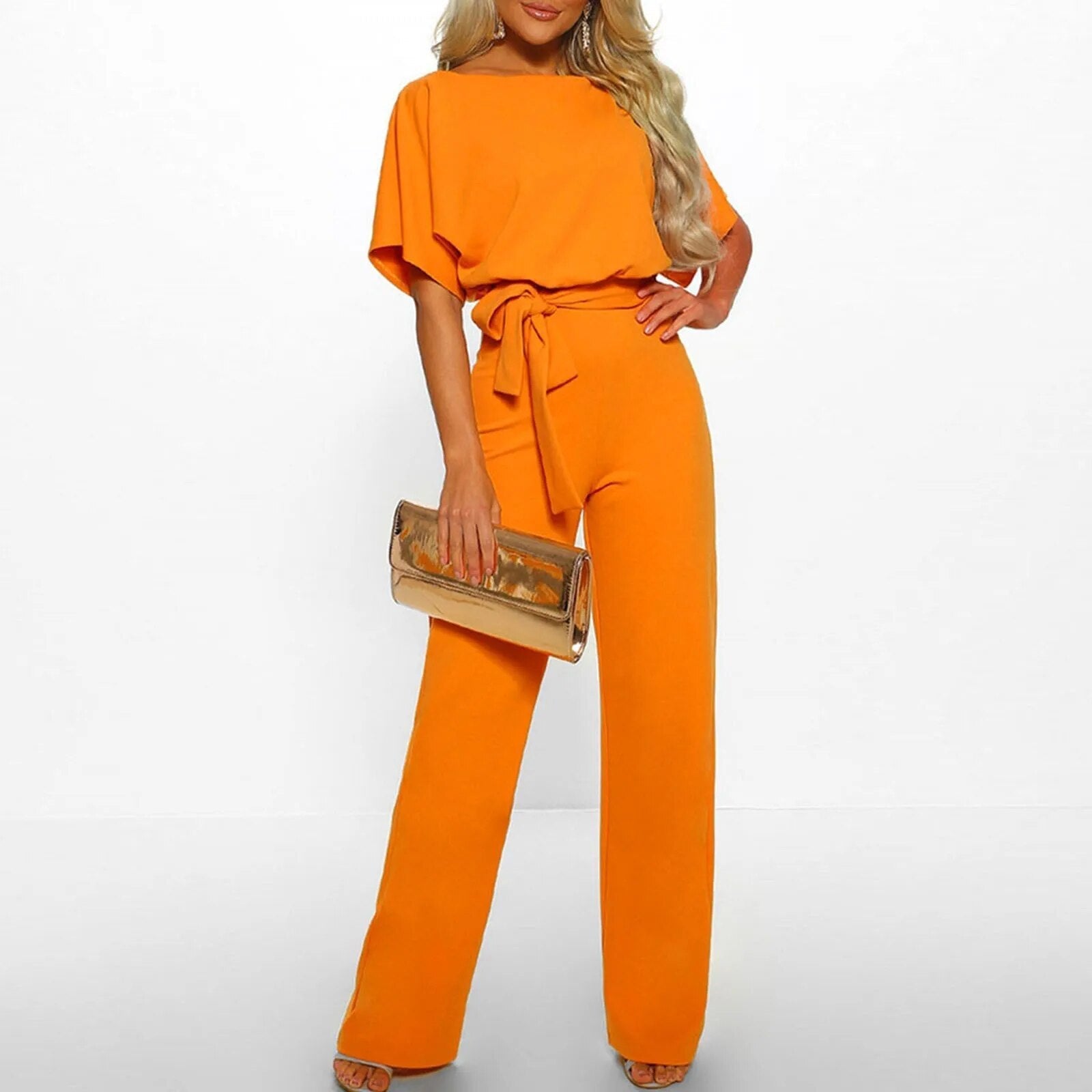 Aurela | Elegant Jumpsuit – Komfort med Flatterende Pasform Orange Nuvenci.dk